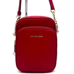Michael Kors Medium NS Chain Xbody Bag Red/ Gold (NWT)
